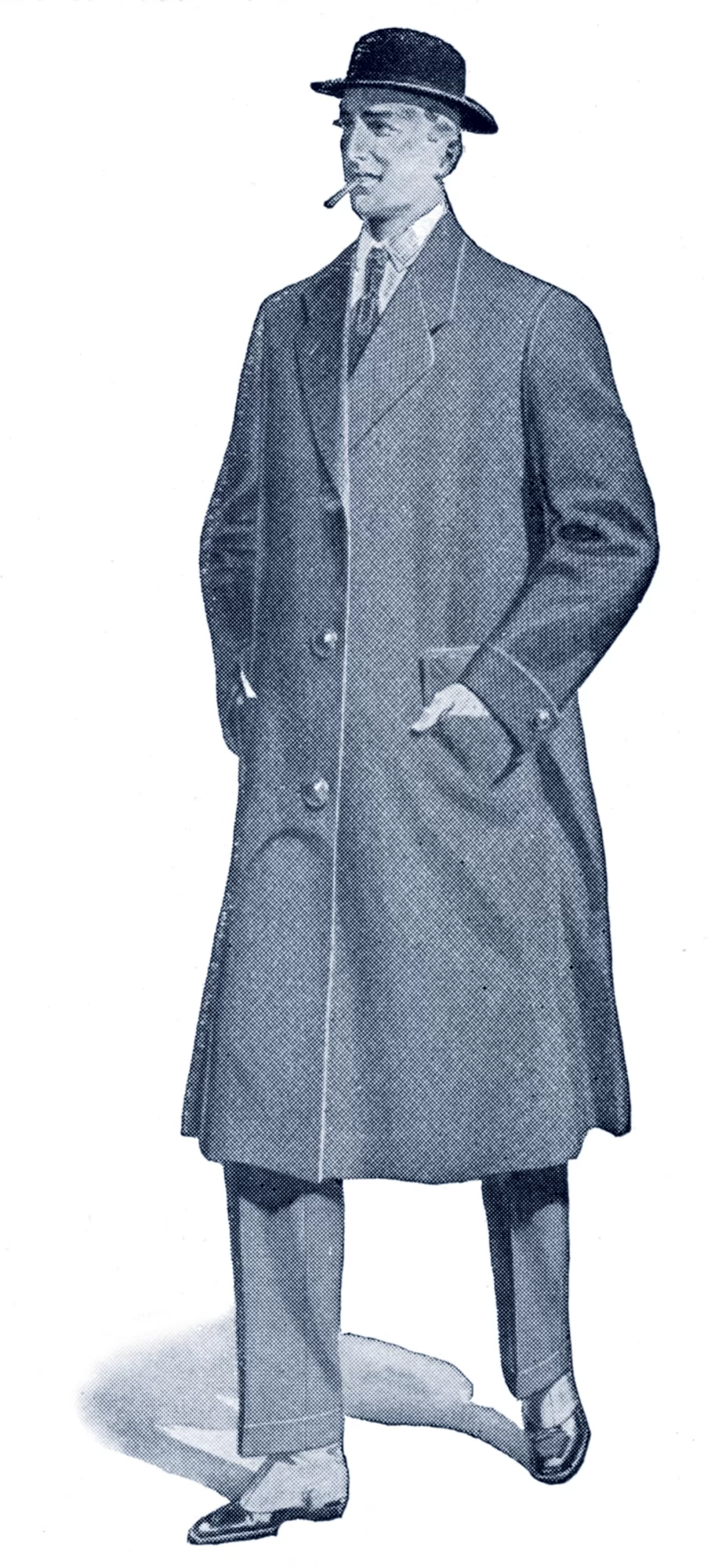 Historisches Foto eines Mannes im Mantel.